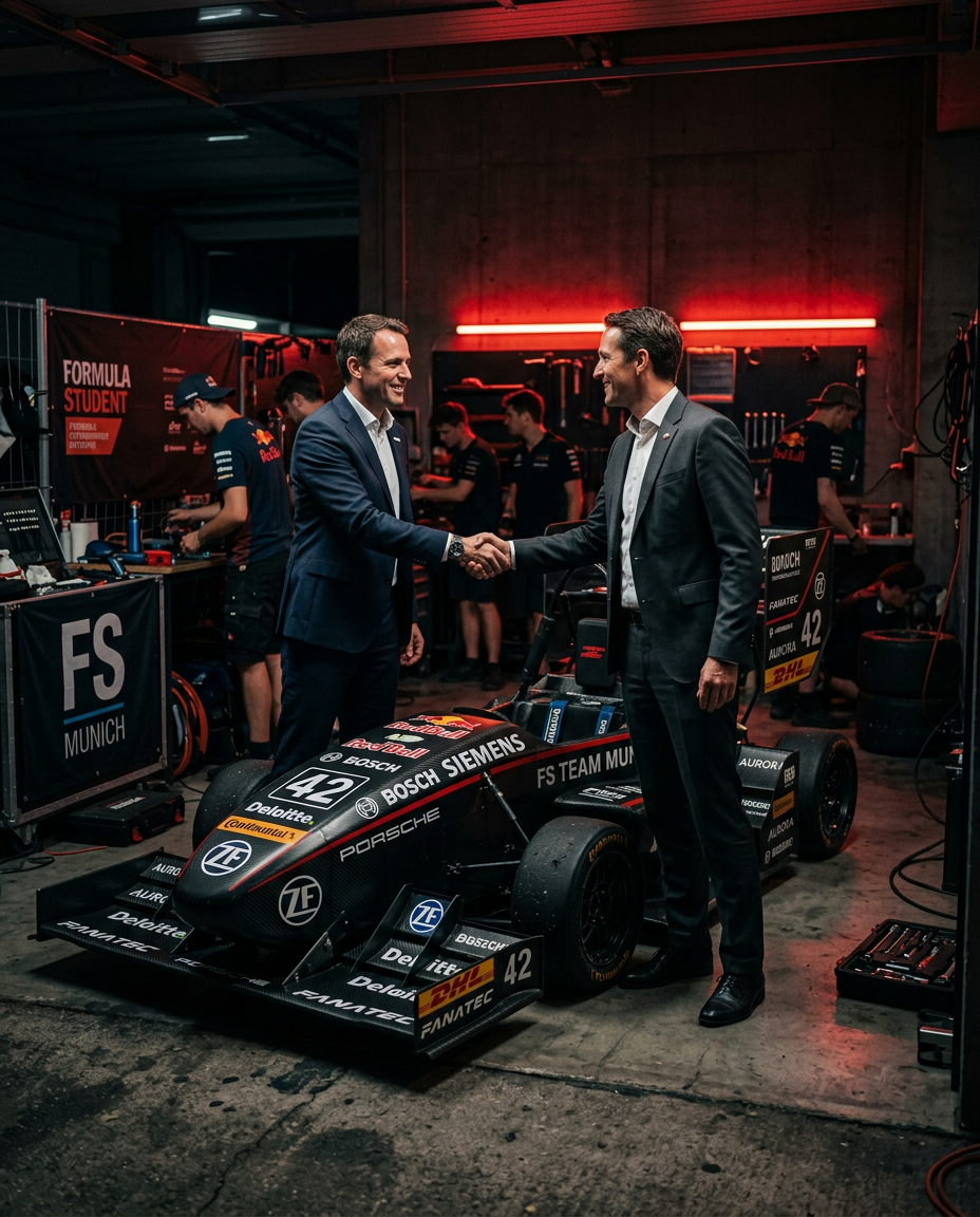 Sponsors meeting in Formula Student pit lane